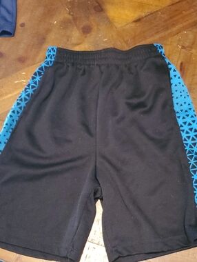 Pro Player Black Shorts with Blue Geometric Side Stripes
